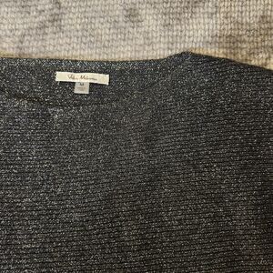 vila milano sweater Black Silver Metallic Ribbed Cropped Statement Disco Med